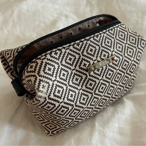 Stella & Dot Black and White Geometric Cosmetic Bag